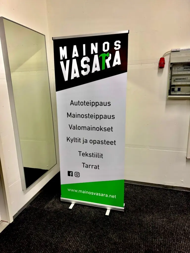 Mainos Vasara rollup mainosteline